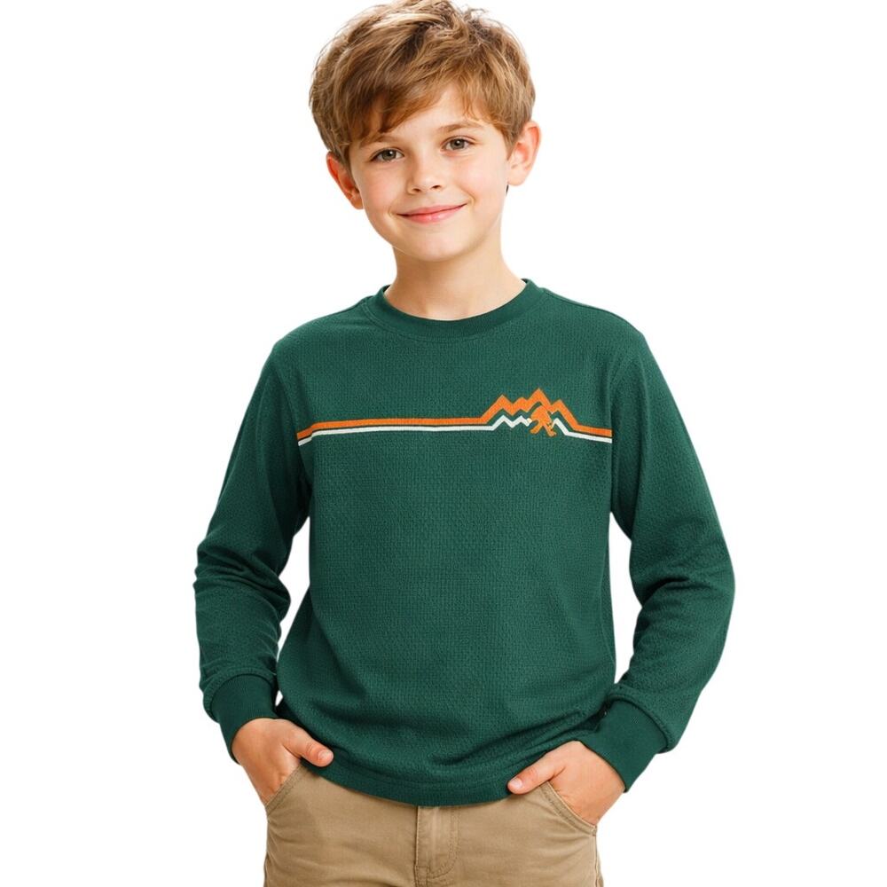 Boys Large 14/16 Green Ribbed Long Sleeve Shirt Bigfoot Mountain